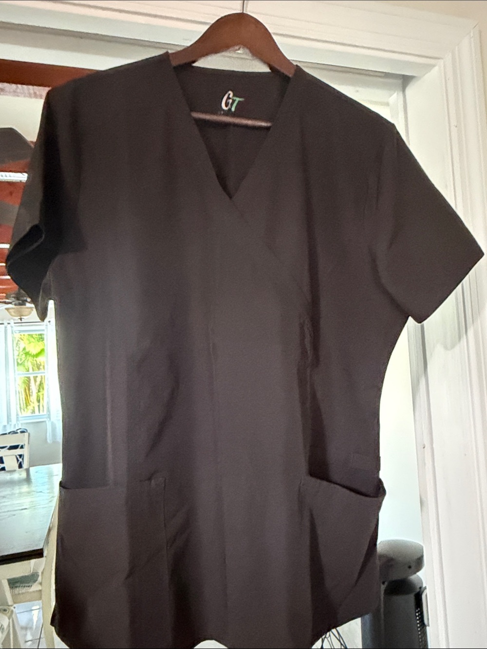 GT Women's V-Neck Scrub Top in Black. Large.  3 shirts for 1 price